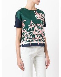 T-shirt à col rond à fleurs multicolore Moncler
