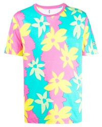 T-shirt à col rond à fleurs multicolore Moschino