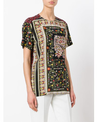T-shirt à col rond à fleurs multicolore N°21