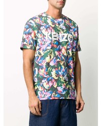 T-shirt à col rond à fleurs multicolore Kenzo