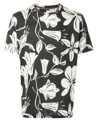 T-shirt à col rond à fleurs noir et blanc Paul Smith