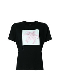 T-shirt à col rond à fleurs noir
