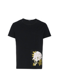 T-shirt à col rond à fleurs noir Ann Demeulemeester