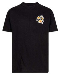 T-shirt à col rond à fleurs noir Anti Social Social Club