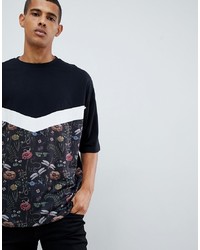 T-shirt à col rond à fleurs noir ASOS DESIGN