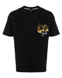 T-shirt à col rond à fleurs noir BOSS