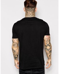 T-shirt à col rond à fleurs noir Asos