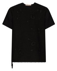 T-shirt à col rond à fleurs noir By Walid