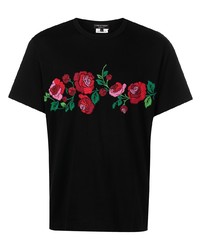 T-shirt à col rond à fleurs noir Comme Des Garcons Homme Plus