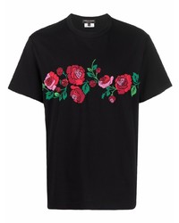 T-shirt à col rond à fleurs noir Comme Des Garcons Homme Plus
