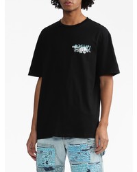 T-shirt à col rond à fleurs noir Amiri