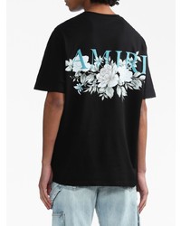 T-shirt à col rond à fleurs noir Amiri