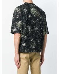 T-shirt à col rond à fleurs noir Jil Sander