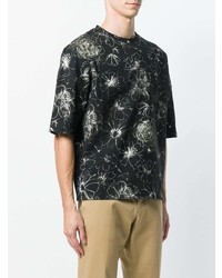 T-shirt à col rond à fleurs noir Jil Sander