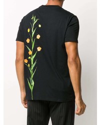 T-shirt à col rond à fleurs noir Valentino