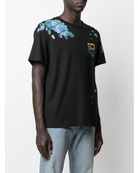 T-shirt à col rond à fleurs noir MCM