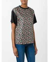 T-shirt à col rond à fleurs noir Moncler