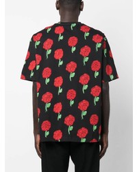 T-shirt à col rond à fleurs noir VERSACE JEANS COUTURE