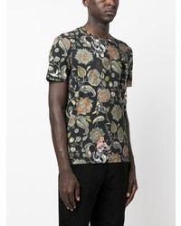 T-shirt à col rond à fleurs noir Etro