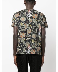 T-shirt à col rond à fleurs noir Etro