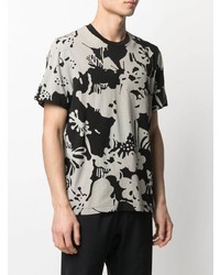 T-shirt à col rond à fleurs noir Moncler