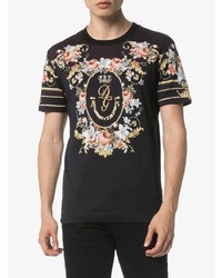 T-shirt à col rond à fleurs noir Dolce & Gabbana