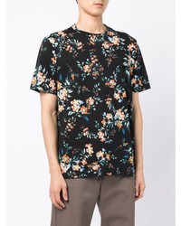 T-shirt à col rond à fleurs noir Erdem