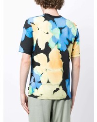 T-shirt à col rond à fleurs noir PS Paul Smith