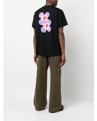 T-shirt à col rond à fleurs noir BLUEMARBLE