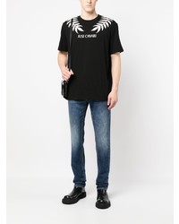 T-shirt à col rond à fleurs noir Just Cavalli