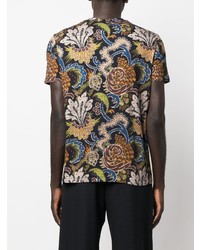 T-shirt à col rond à fleurs noir Etro