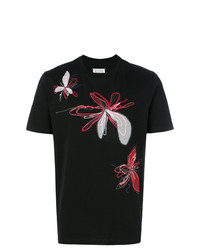 T-shirt à col rond à fleurs noir Maison Margiela