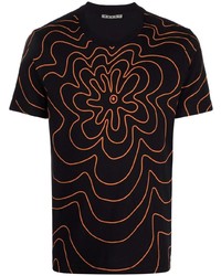 T-shirt à col rond à fleurs noir Marni