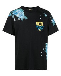 T-shirt à col rond à fleurs noir MCM