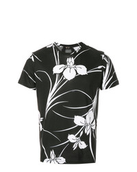 T-shirt à col rond à fleurs noir N°21