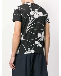 T-shirt à col rond à fleurs noir N°21