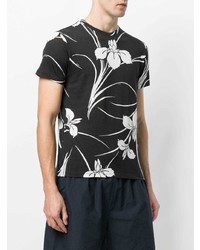 T-shirt à col rond à fleurs noir N°21