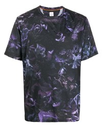 T-shirt à col rond à fleurs noir Paul Smith