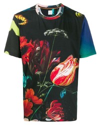 T-shirt à col rond à fleurs noir Paul Smith