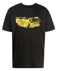 T-shirt à col rond à fleurs noir Puma