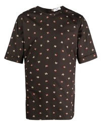 T-shirt à col rond à fleurs noir Rier