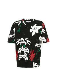 T-shirt à col rond à fleurs noir Rochambeau