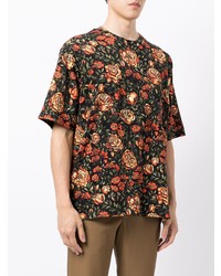 T-shirt à col rond à fleurs noir Kenzo