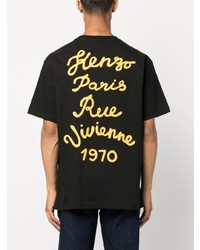 T-shirt à col rond à fleurs noir Kenzo