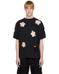 T-shirt à col rond à fleurs noir Simone Rocha