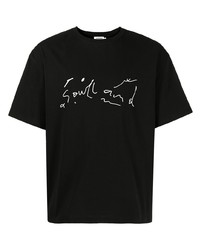 T-shirt à col rond à fleurs noir Soulland