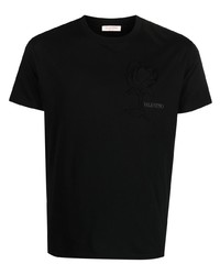 T-shirt à col rond à fleurs noir Valentino Garavani