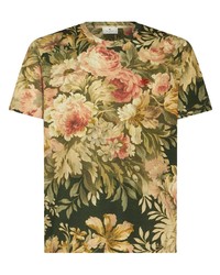 T-shirt à col rond à fleurs olive Etro