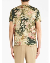 T-shirt à col rond à fleurs olive Etro