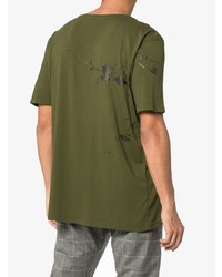 T-shirt à col rond à fleurs olive Haider Ackermann